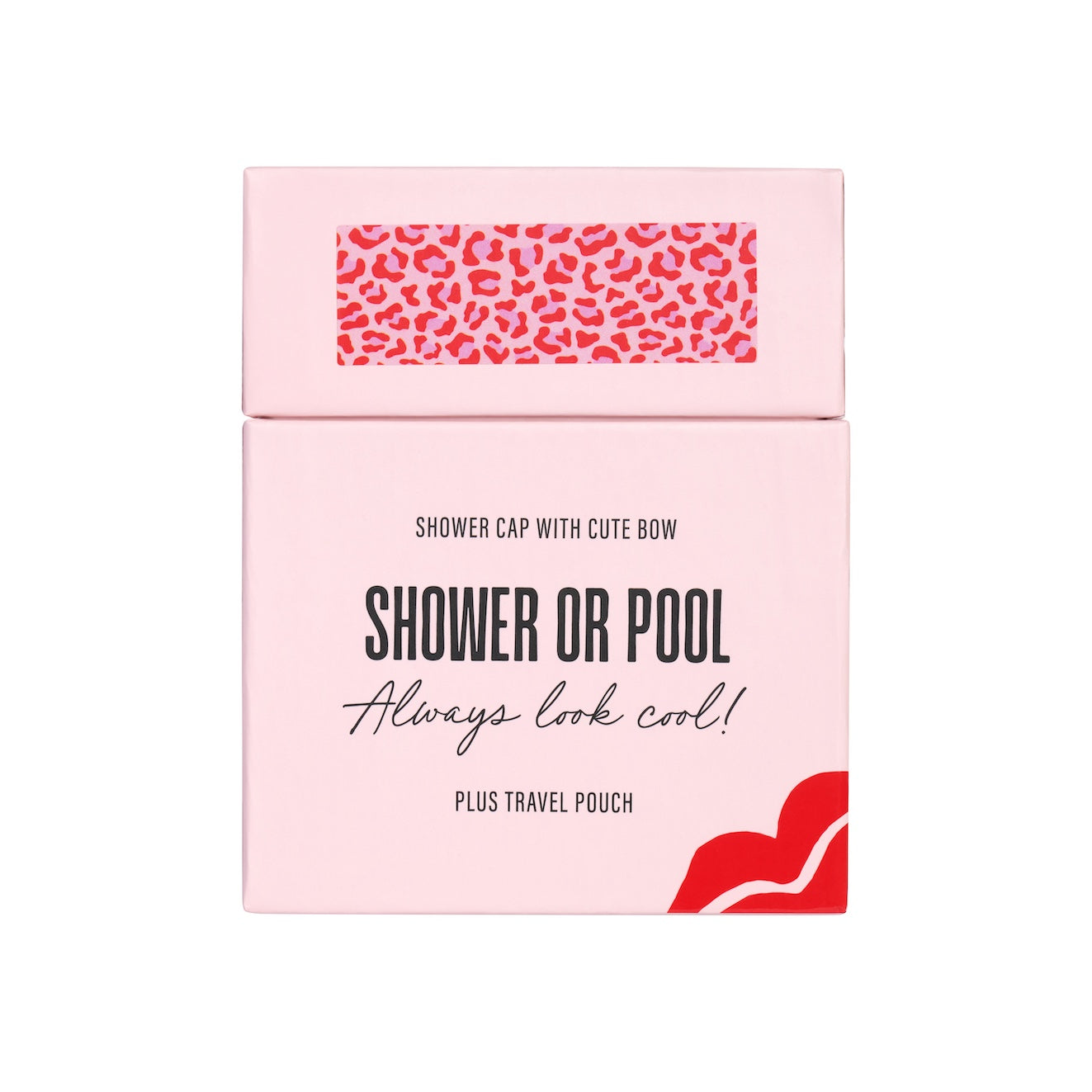 Shower Cap with Cute Bow in Red & Pink Leopard