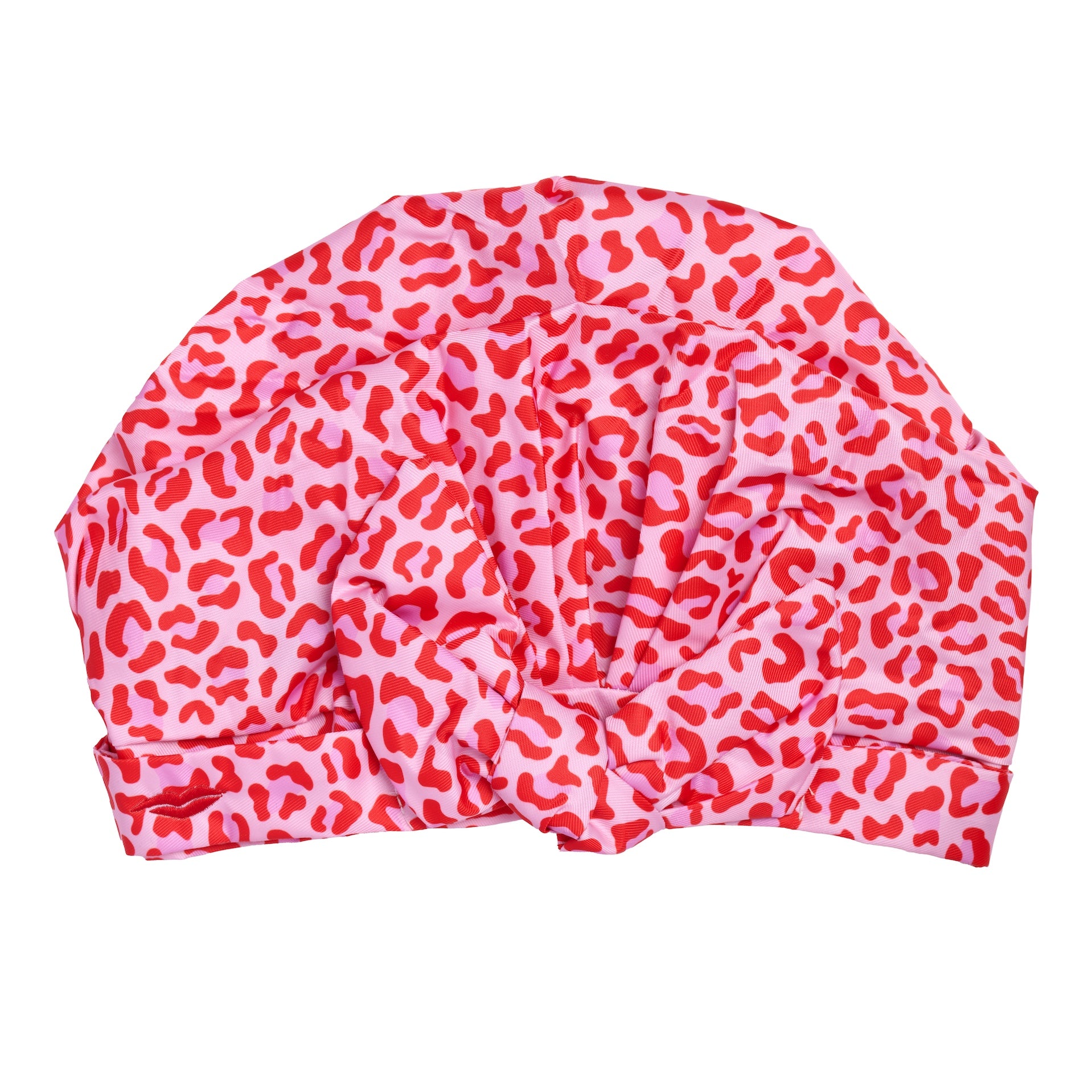 Shower Cap with Cute Bow in Red & Pink Leopard