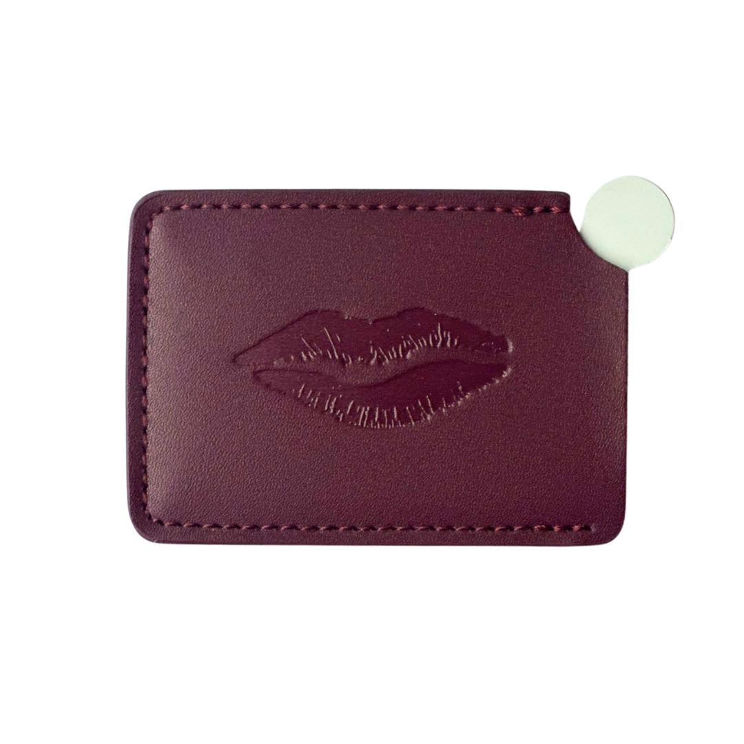 Credit Card Pocket Mirror in Burgundy
