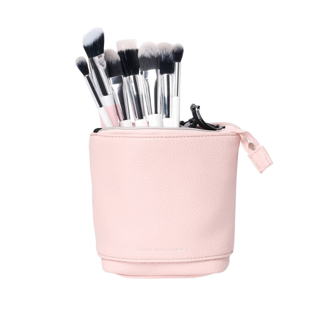 Stand & Store Makeup Brush Case in Pink | Adjustable & Travel-Friendly