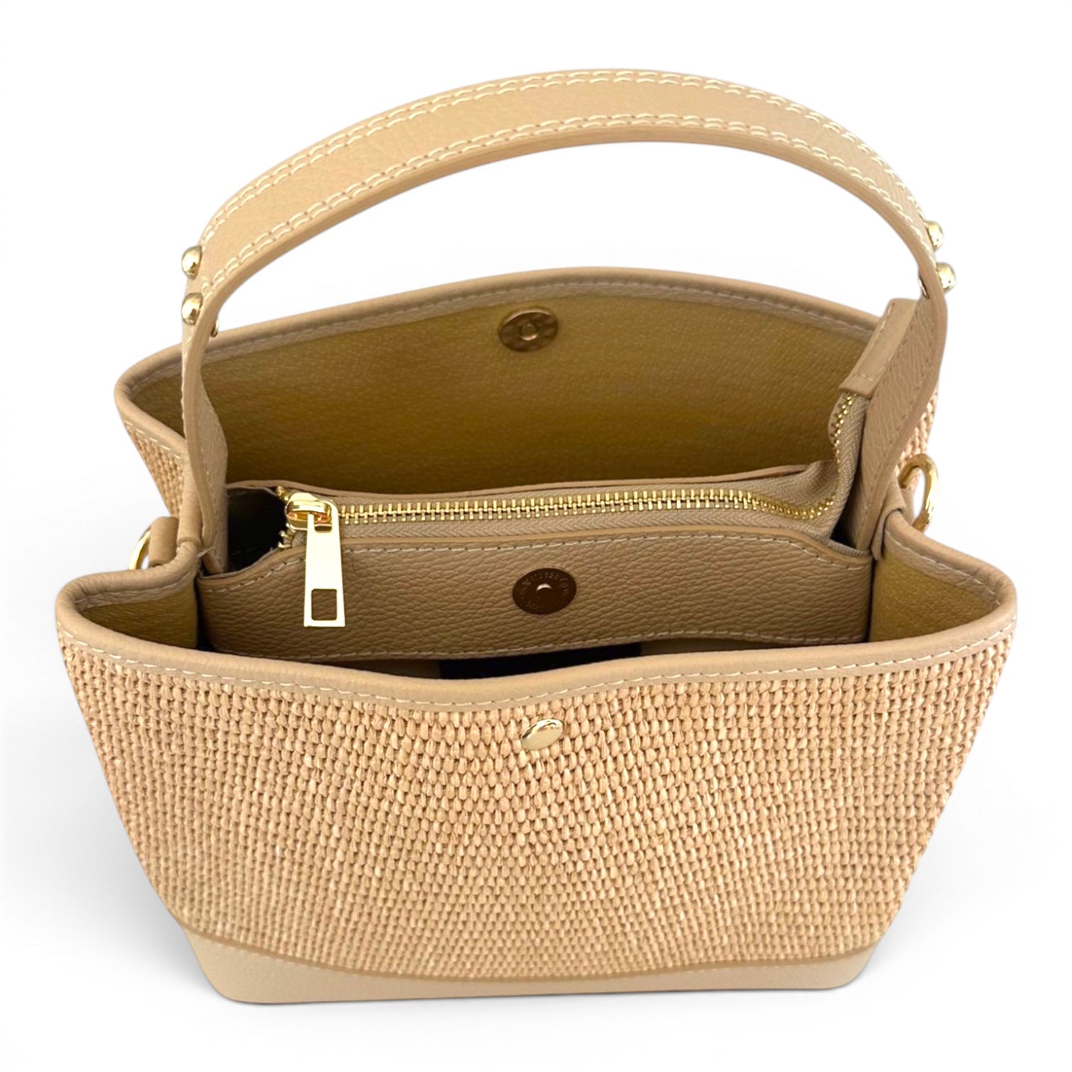Positano Woven Tote Bag with Natural Leather