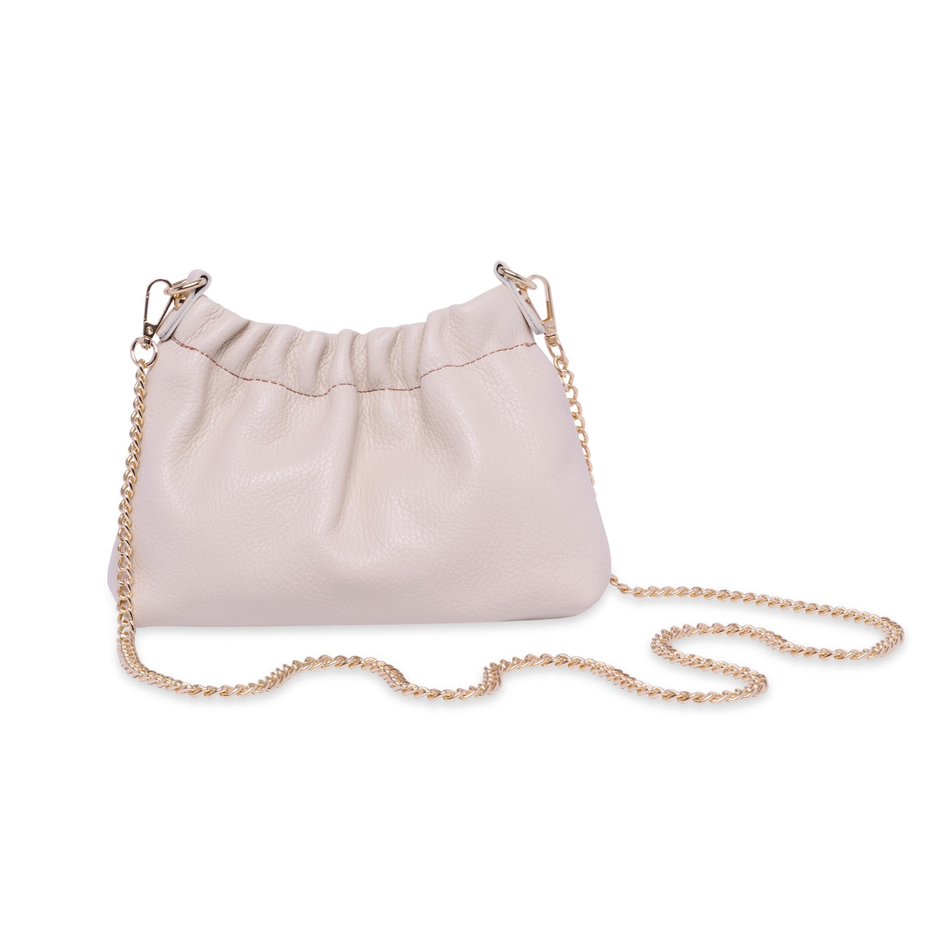 Lara Cross Body Bag in Off-White Italian Leather - gold metalwork