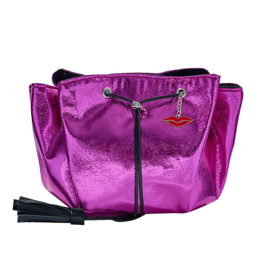Lay Flat Makeup Bag in Orchid Pink Metallic - Main Image