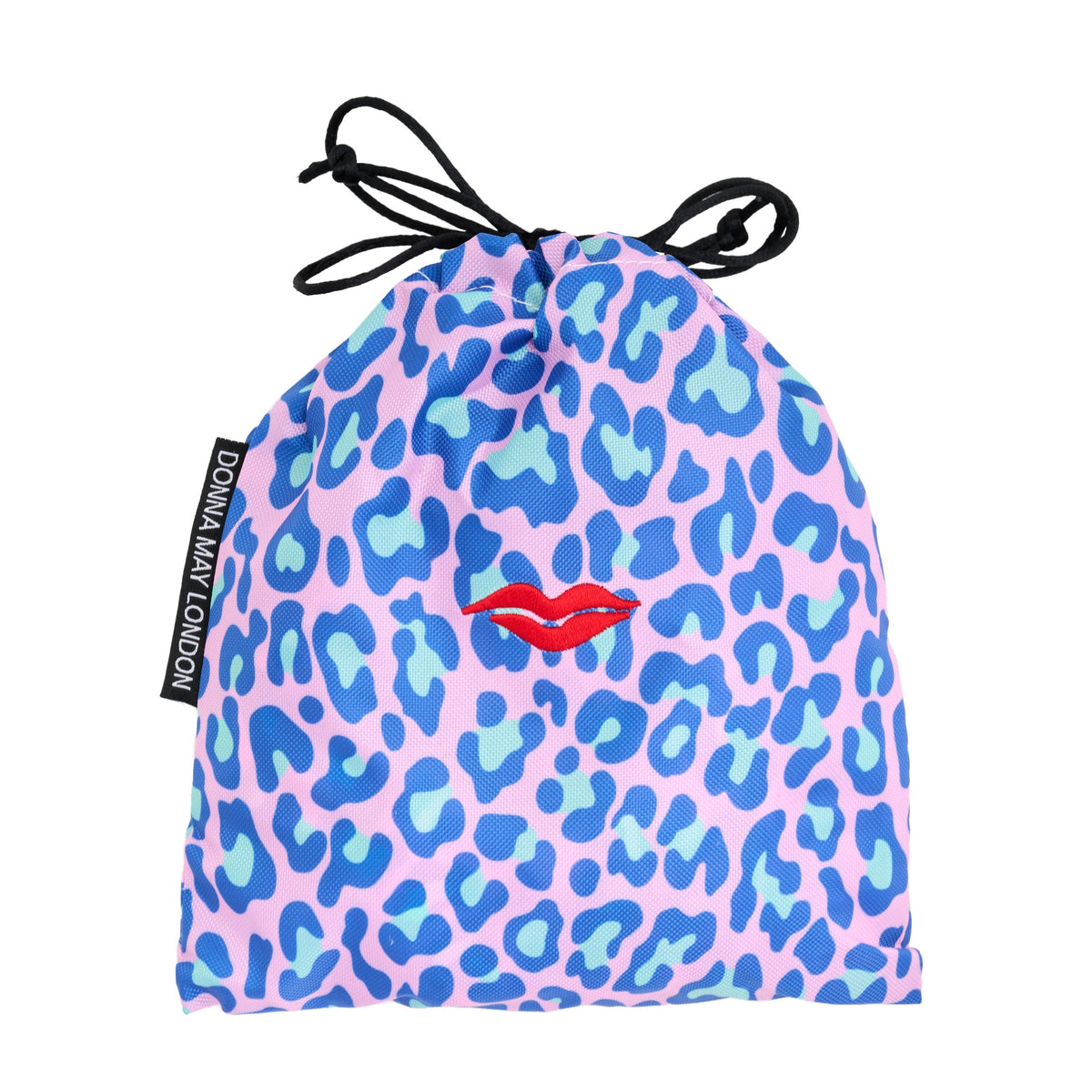 Shower Cap with Cute Bow in Blue & Green Leopard Print