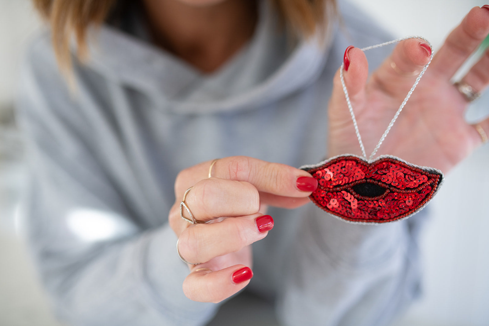 Sparkly Red Lip Decoration