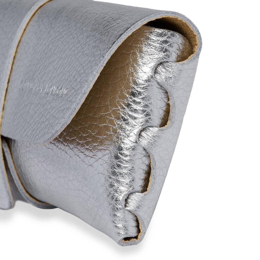 Glasses Case in Soft Italian Leather - Argento Silver