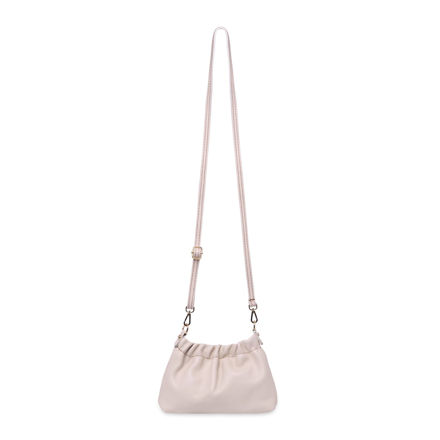 Lara Cross Body Bag in Off-White Italian Leather - gold metalwork