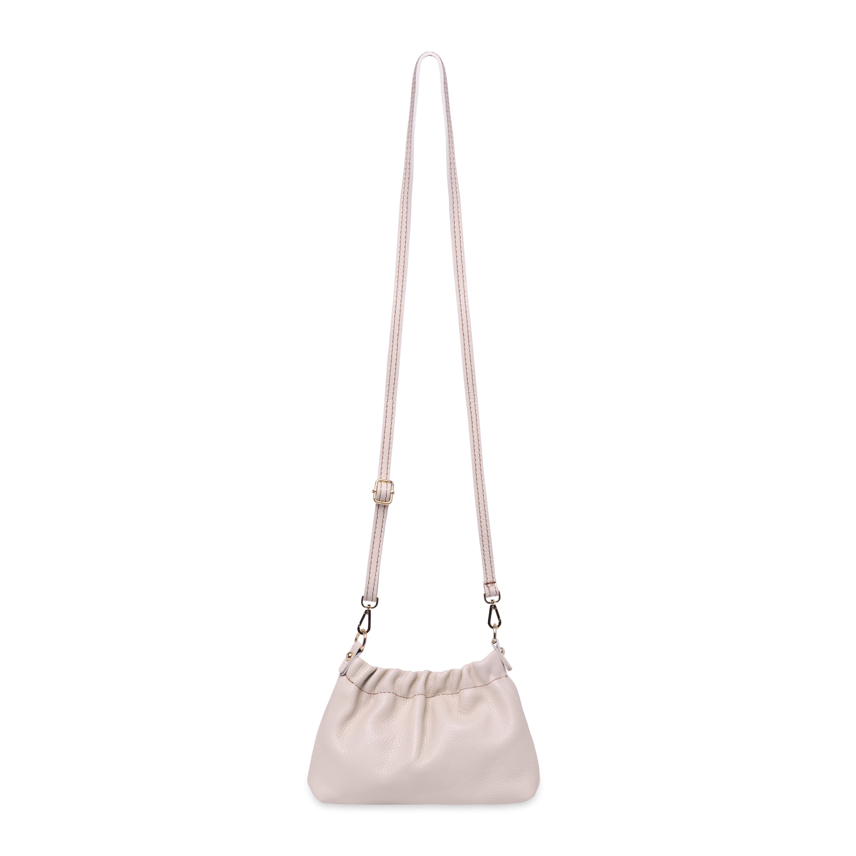 Lara Cross Body Bag in Off-White Italian Leather - gold metalwork