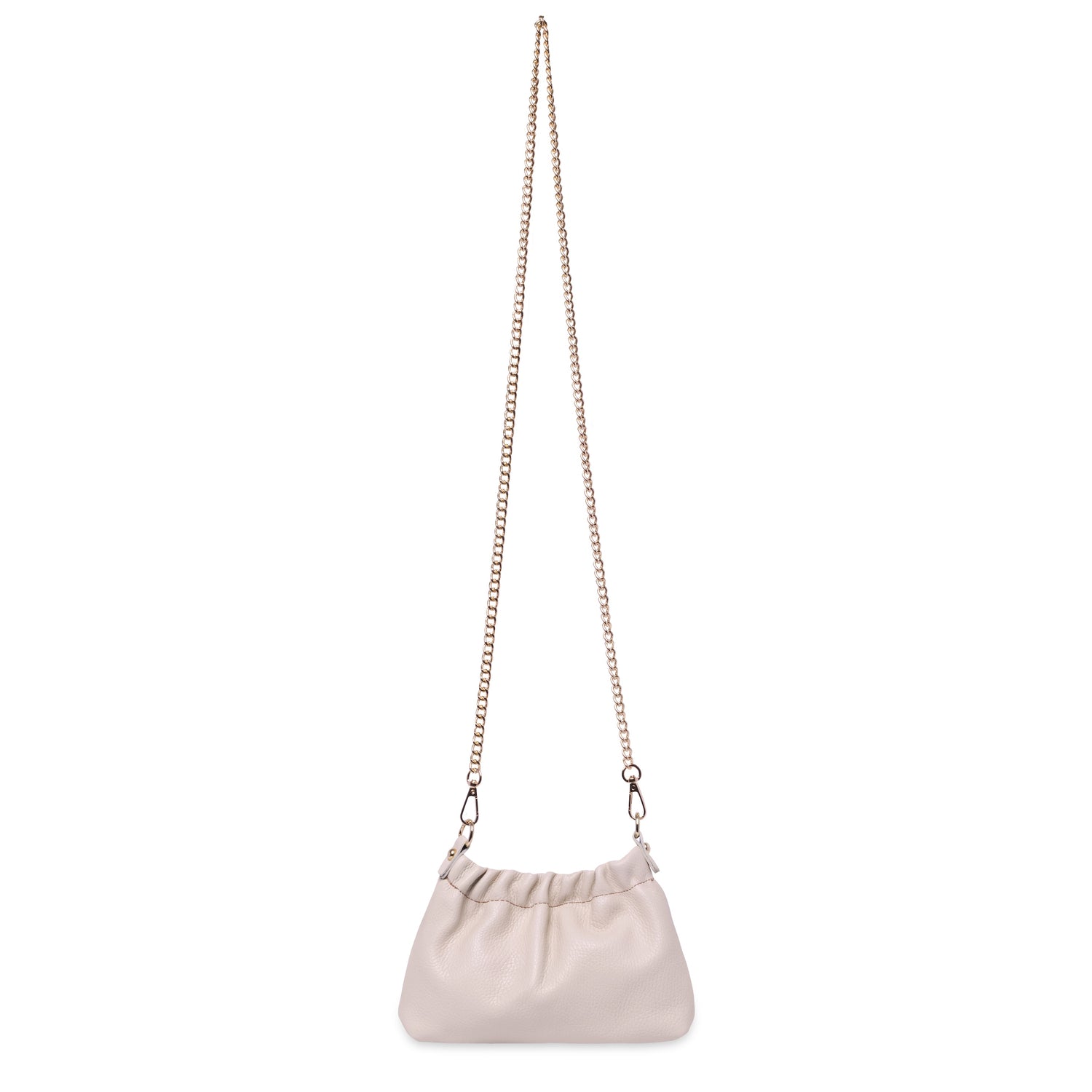 Lara Cross Body Bag in Off-White Italian Leather - gold metalwork