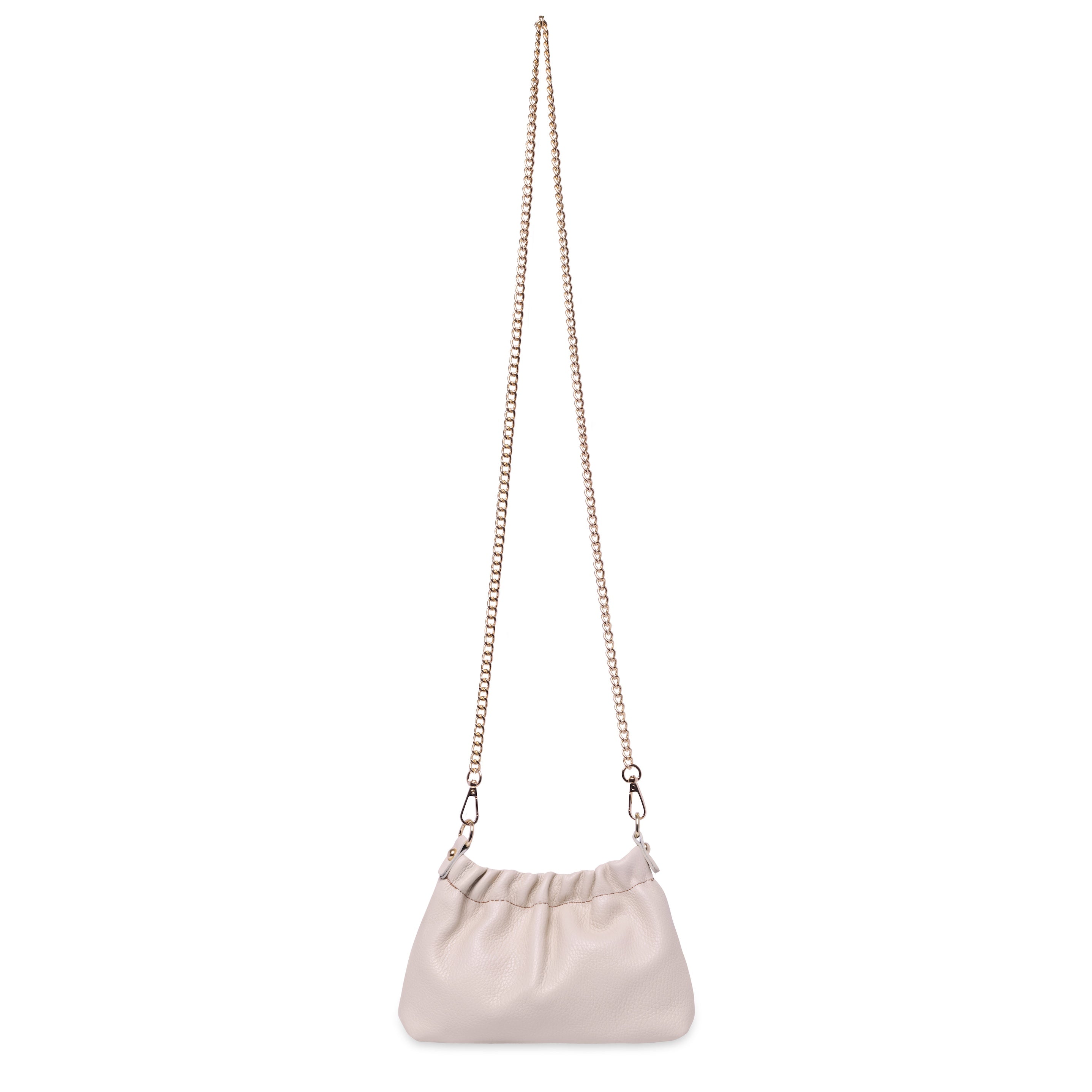 Lara Cross Body Bag in Off-White Italian Leather - gold metalwork