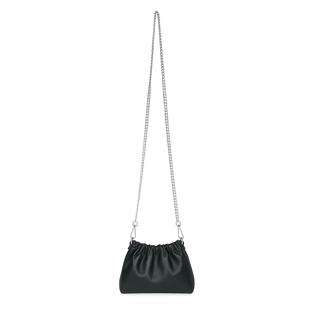 Lara Cross Body Bag in Soft Black Italian Leather - silver metalwork