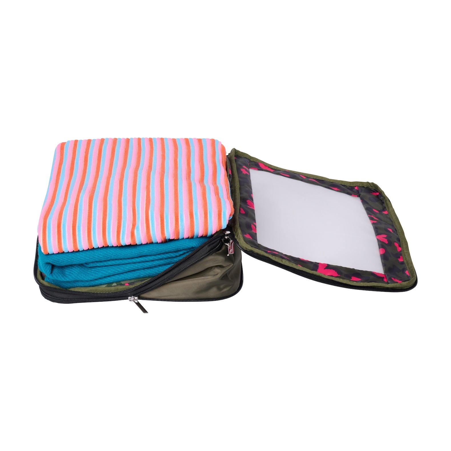 Khaki luggage organisers