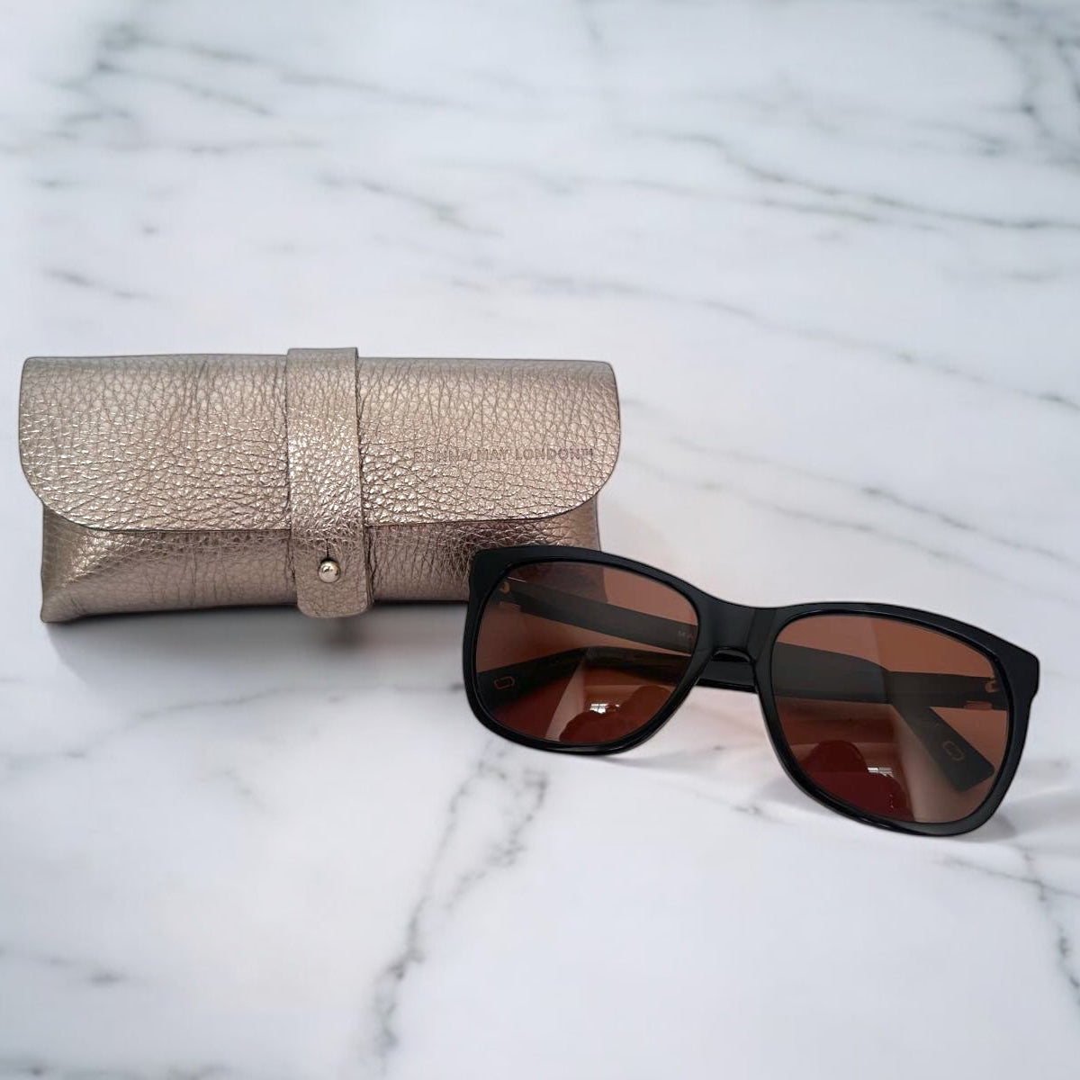 Sorrento Glasses Case in Soft Italian Leather - Pewter