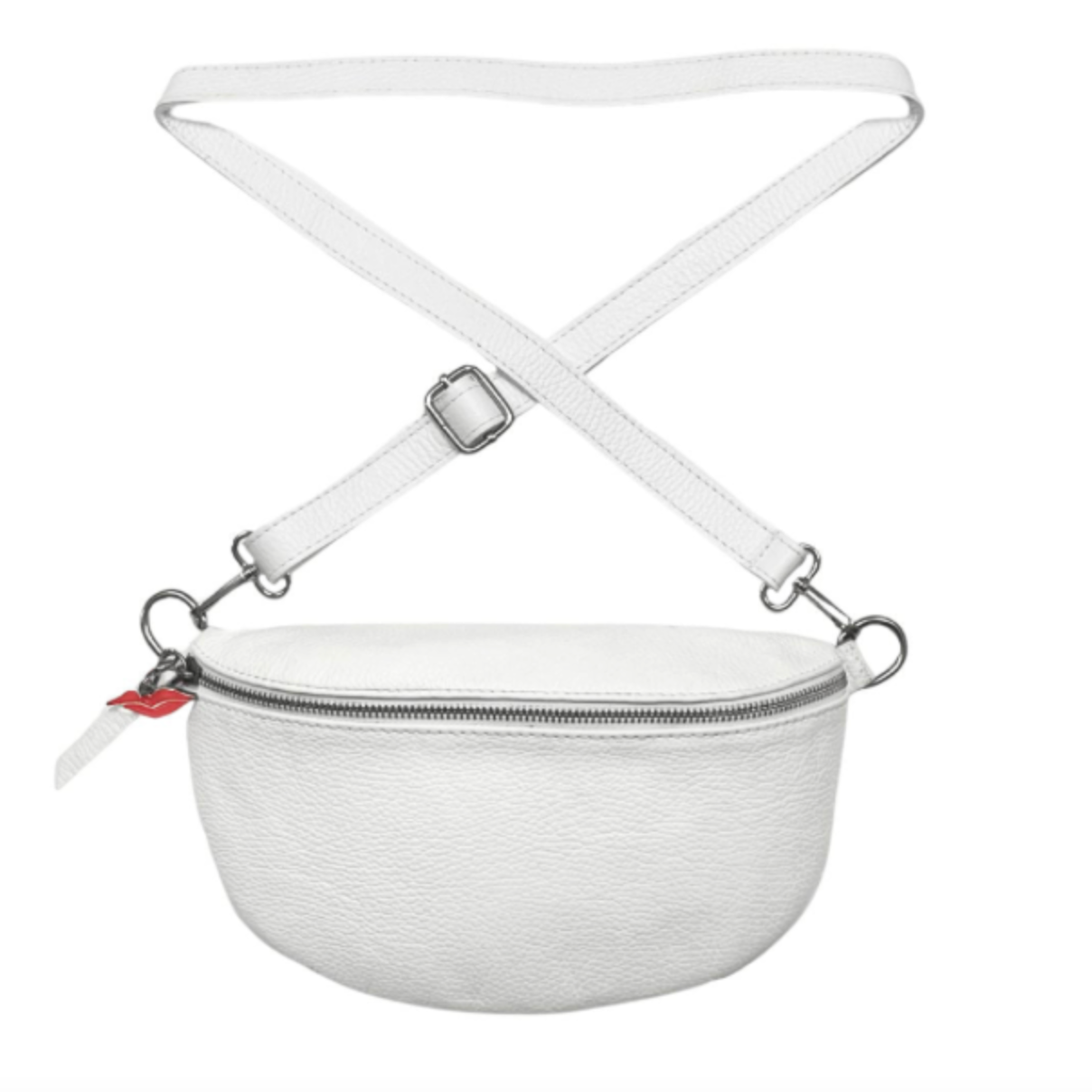 Florence City Bag in White - With both leather and fabric straps