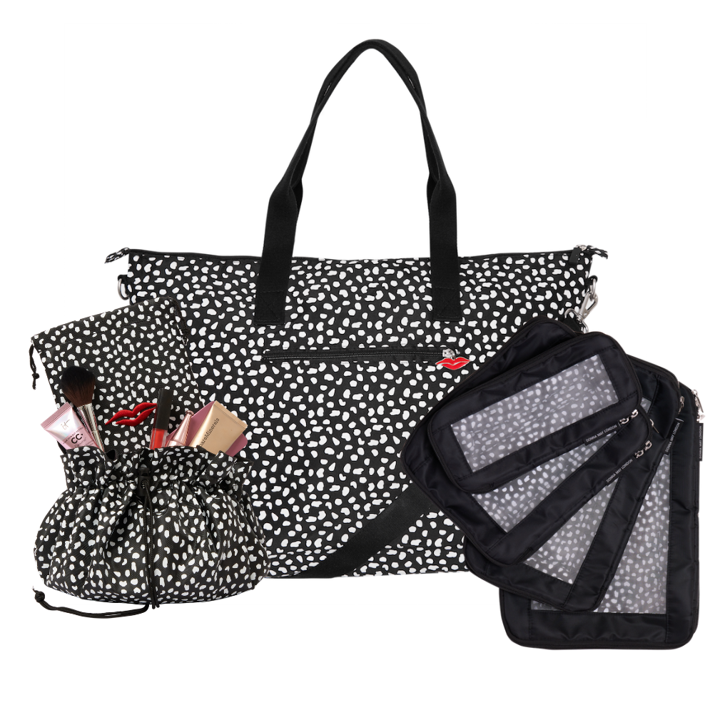 Travel Essentials Bundle in Black & White Spotty