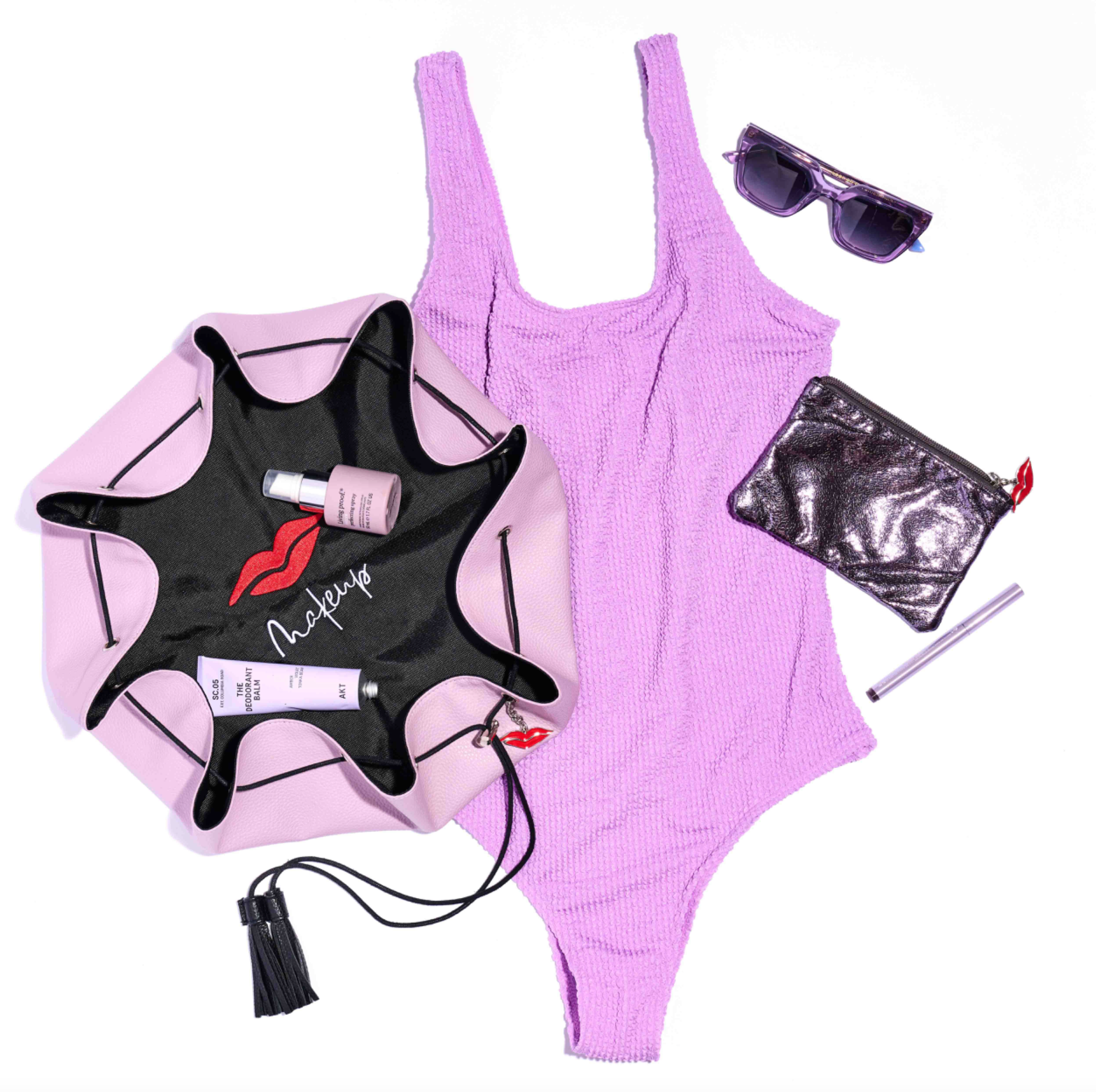 Lay Flat Makeup Bag in Lilac