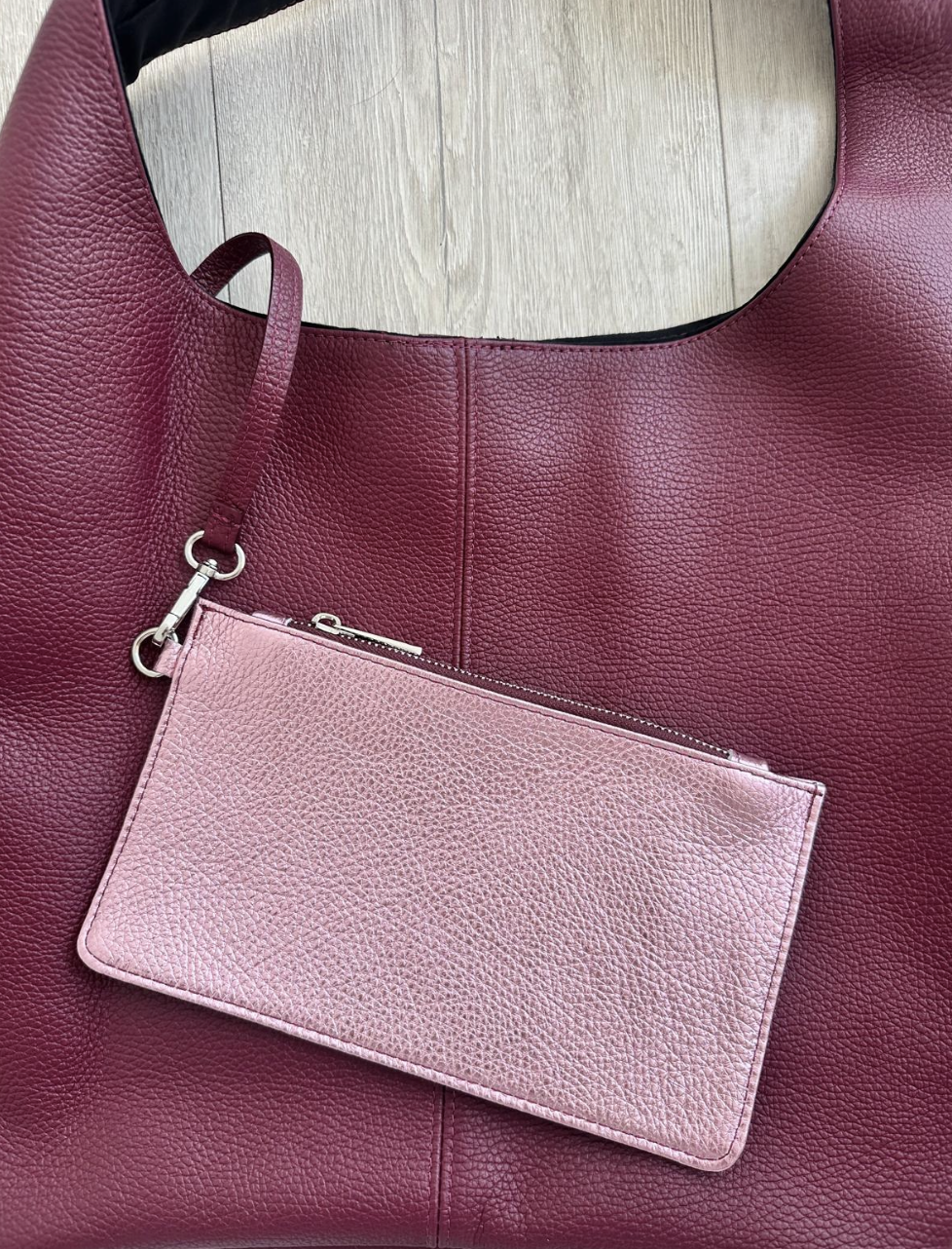 Bordeaux Sloane Shopper in Damson & Metallic Rose
