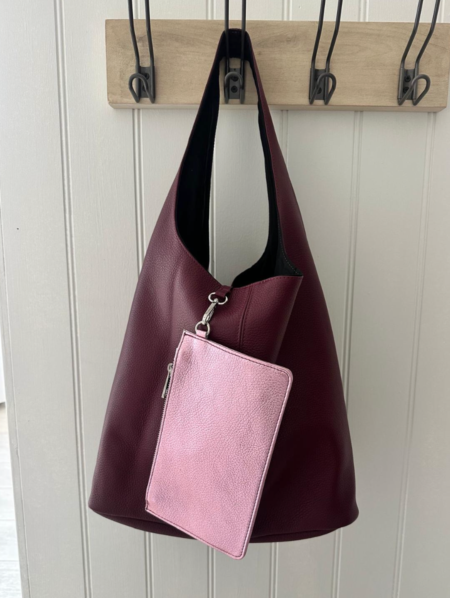 Bordeaux Sloane Shopper in Damson & Metallic Rose