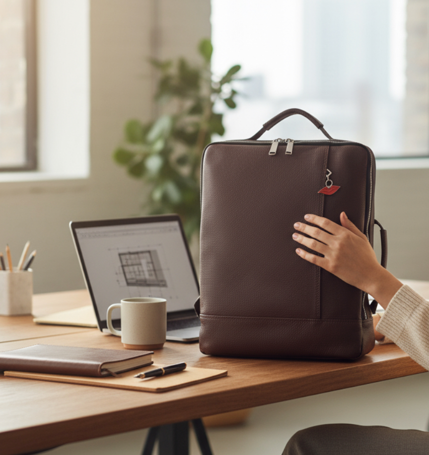 Luxury Porto Leather Rucksack - Deep Plum