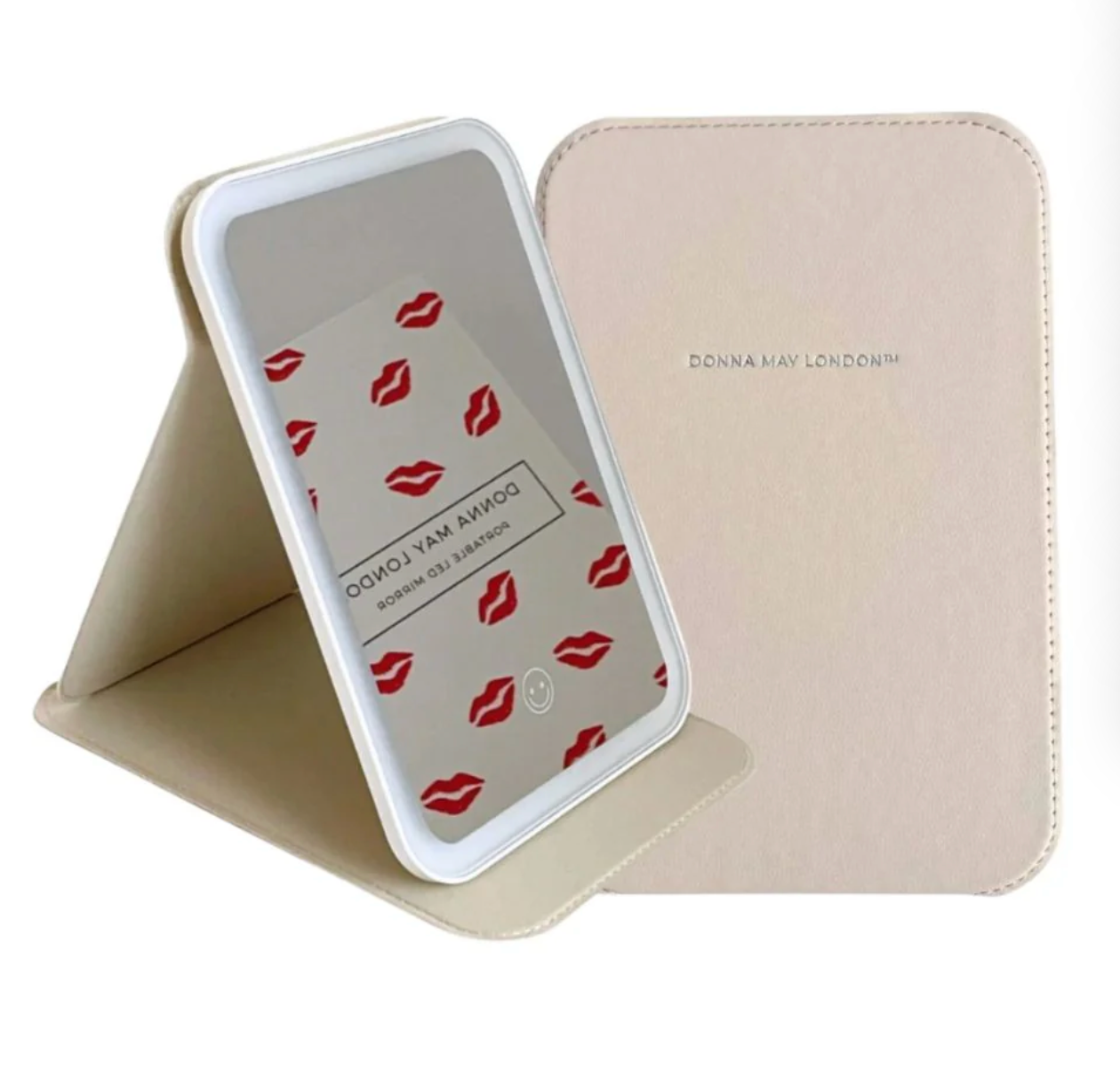 SALE FULL FACE PORTABLE LED MIRROR WITH BLUSH PINK COVER -damaged box