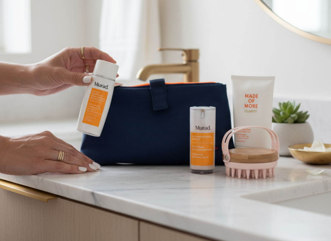 Navy Knick-Knack Bag Max – 3 Clear Pocket Beauty Organiser