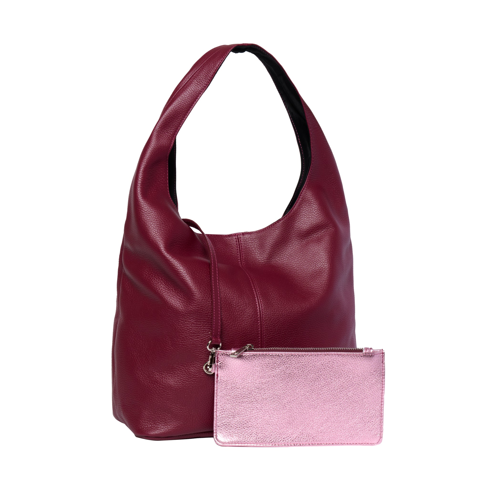 Bordeaux Sloane Shopper in Cranberry & Metallic Rose