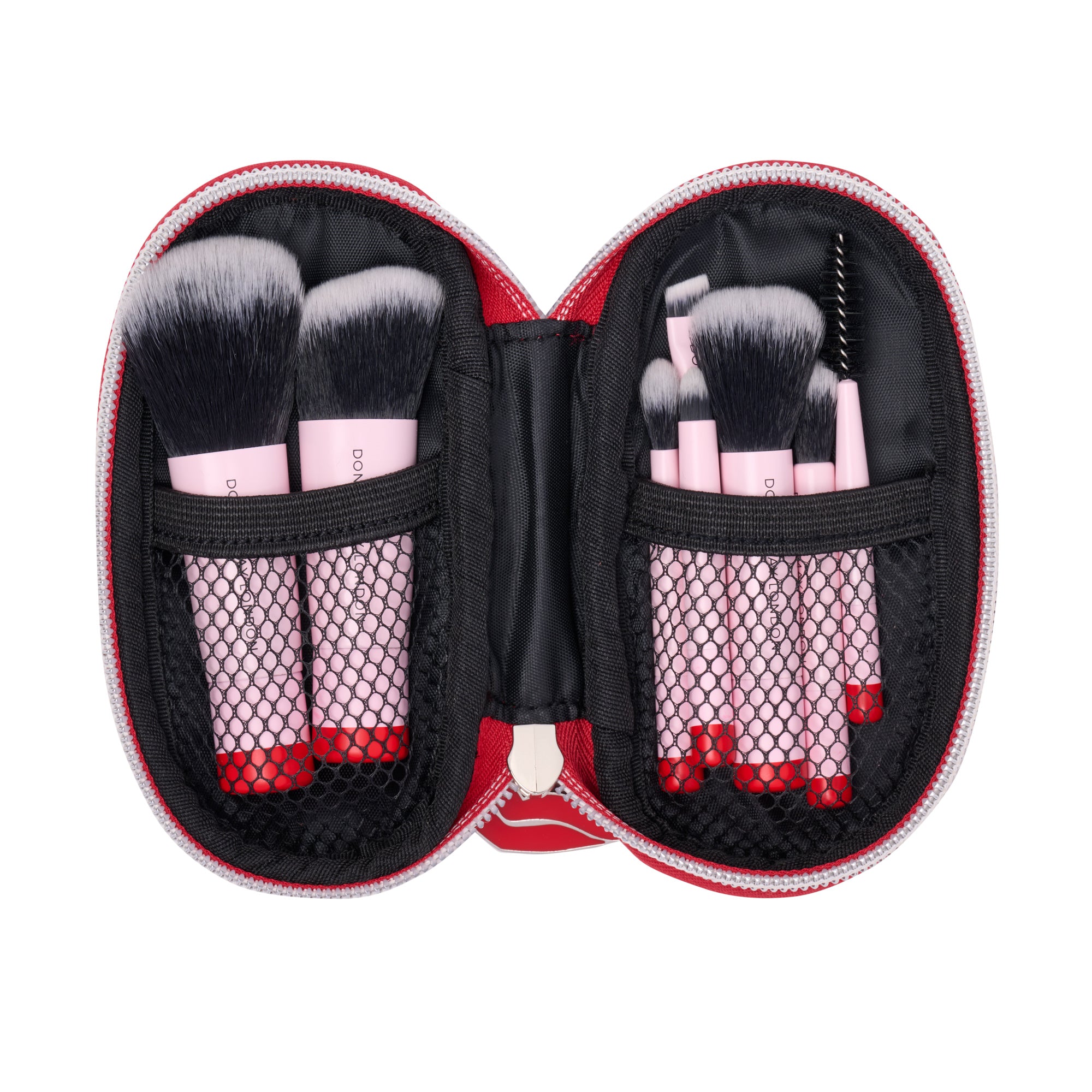 8-Piece Travel Makeup Brush Set in Red Case
