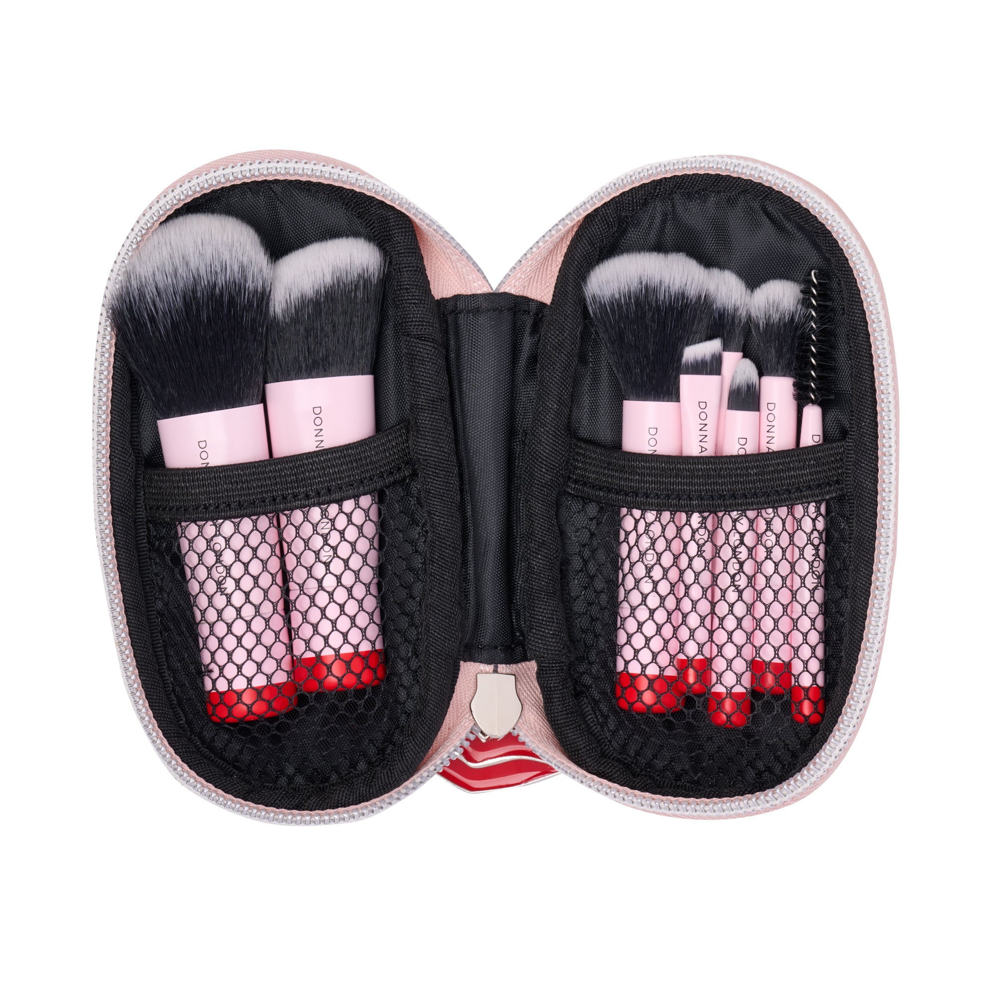 Travel Makeup Brush Set in Blush Pink Case