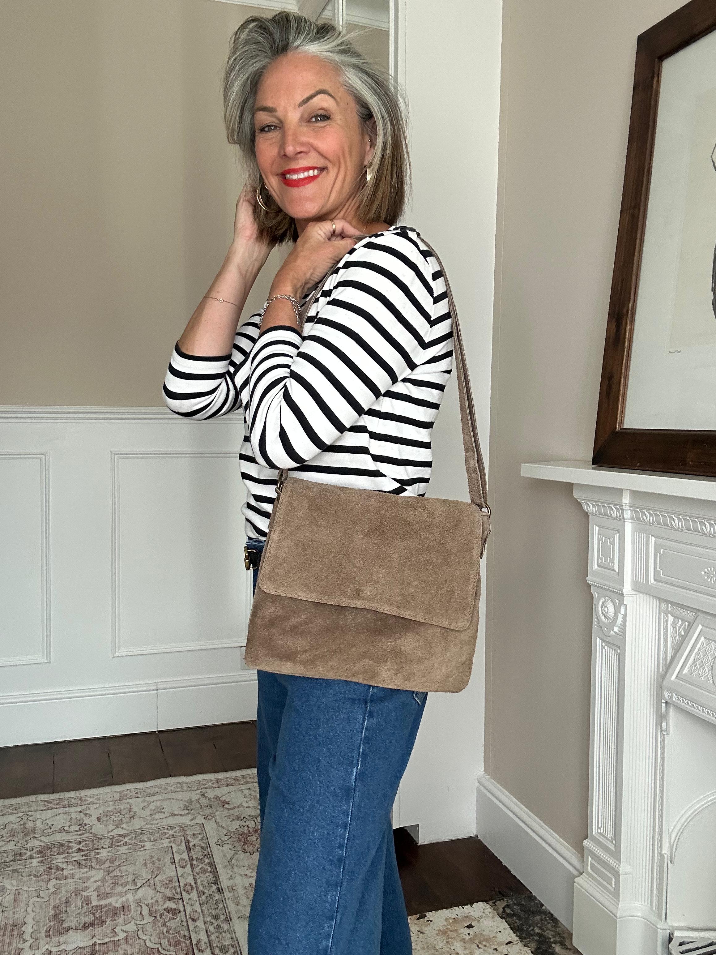 The Everyday Italian Suede Bag in Mink