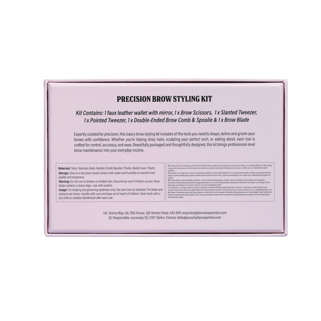 brow kit with tweezers and scissors