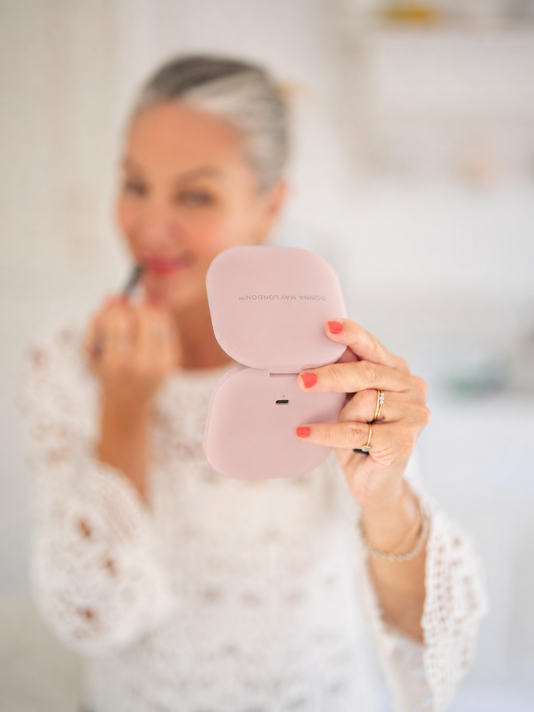 2-in-1 LED Pocket Mirror In Pink– Magnified (x10) & Standard Vision