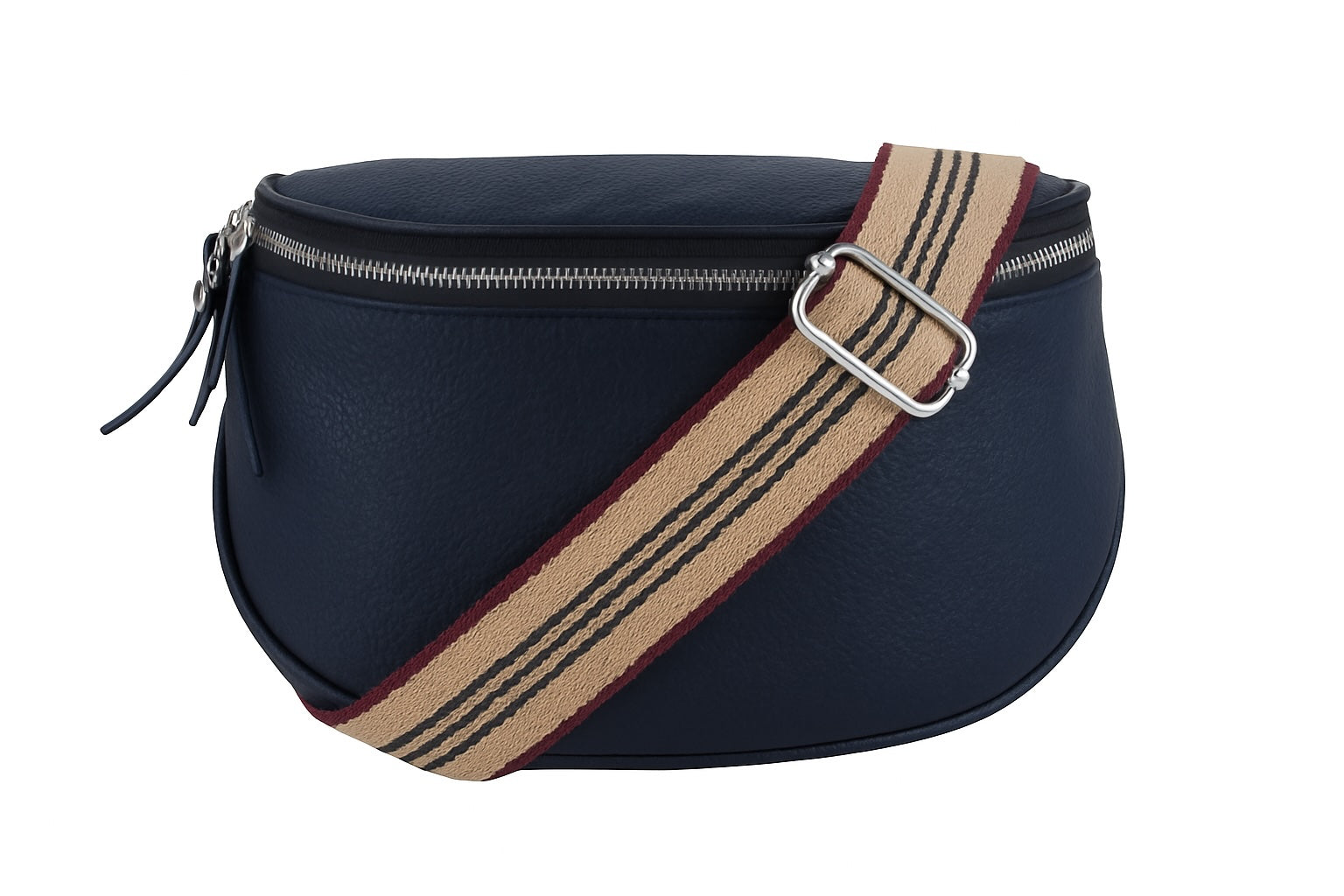 Naples Cross Body Maxi Bag in Navy with both leather and fabric straps