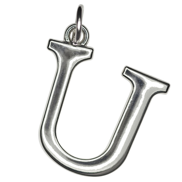 Silver U initial Charm
