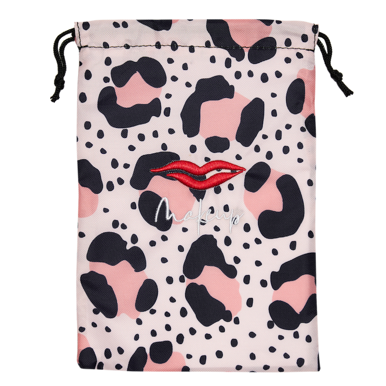 Compact drawstring makeup bag
