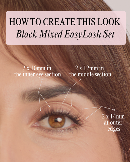 EasyLash Mixed Black. Pre-glued, mixed length, under lashes