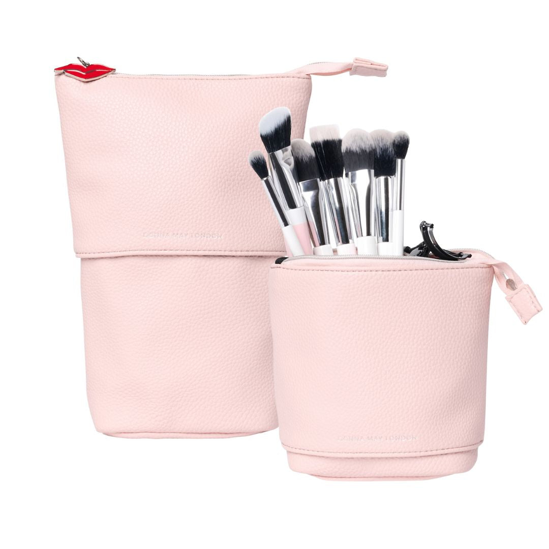 Stand &amp; Store Makeup Brush Case in Pink | Adjustable &amp; Travel-Friendly