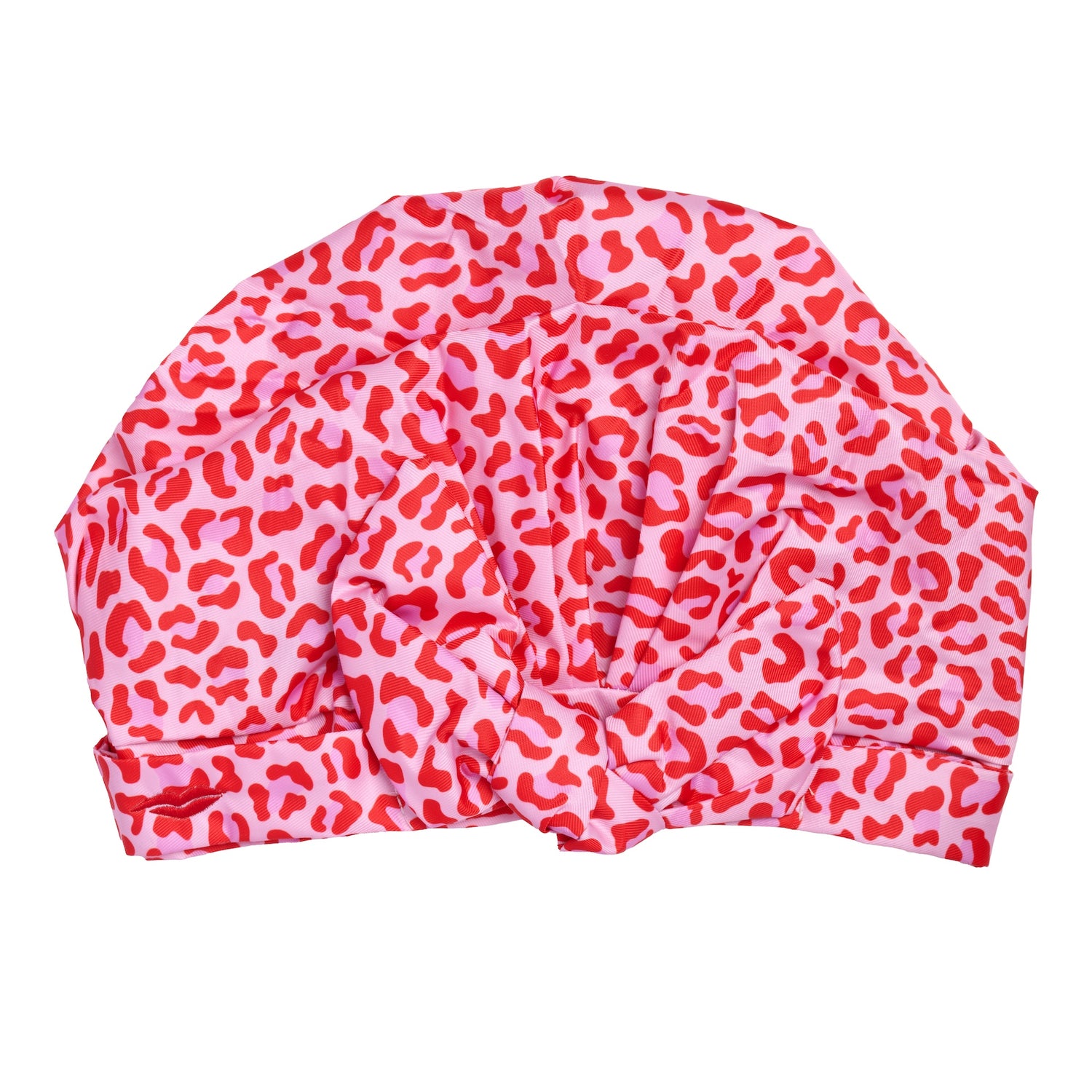 Shower Cap with Cute Bow in Red &amp; Pink Leopard