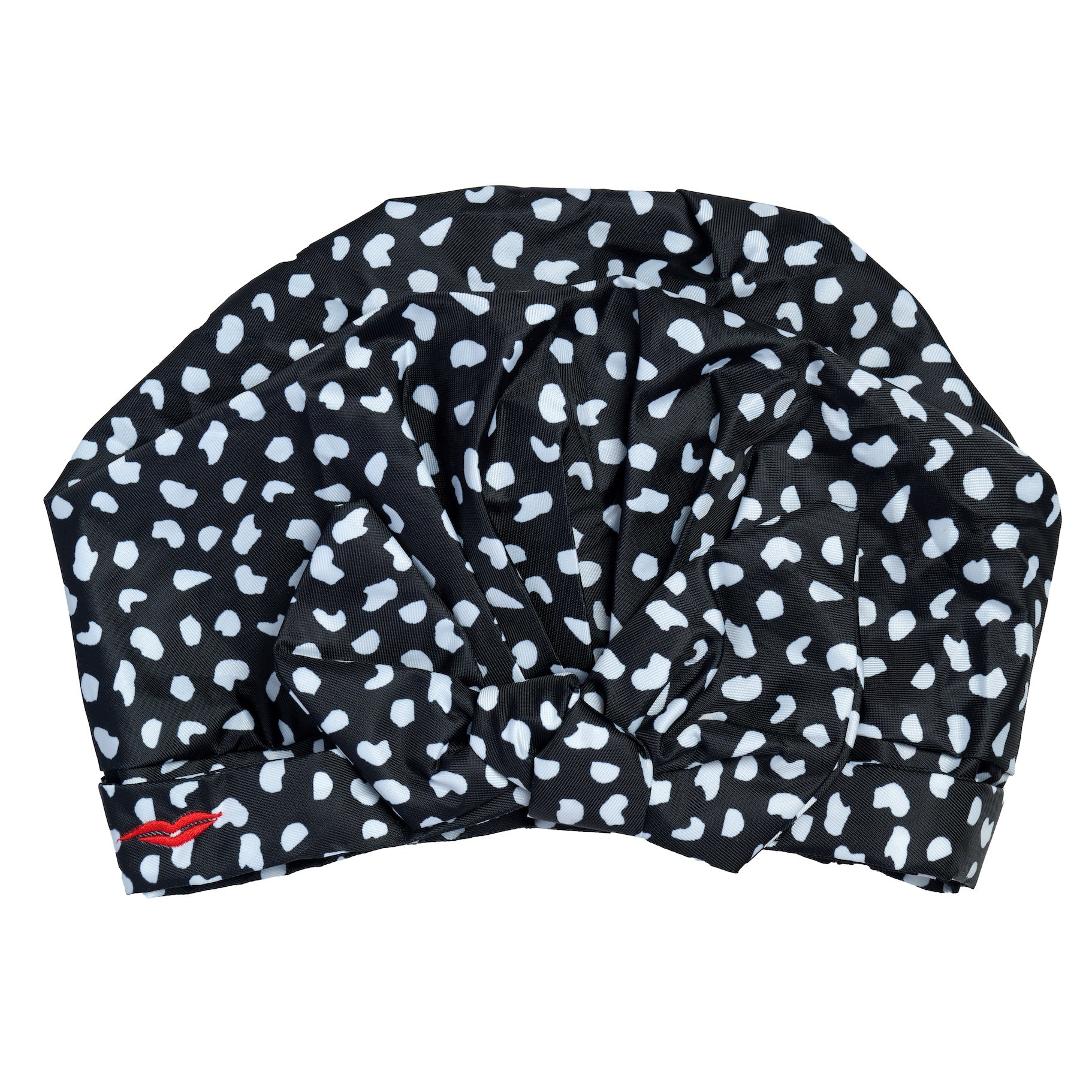 Shower Cap with Cute Bow in Black &amp; White Spot