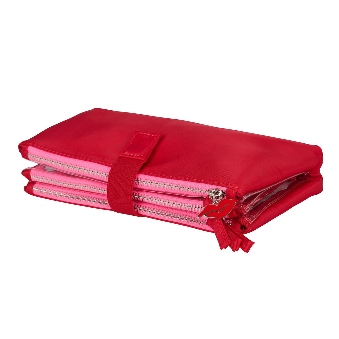 Red Knick-Knack Bag Max – 3 Clear Pocket Beauty Organiser