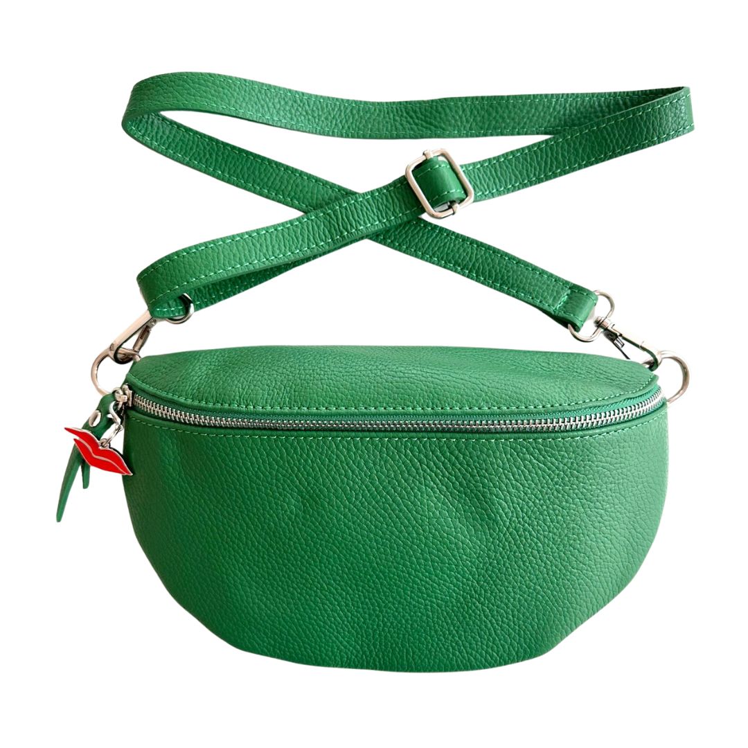 Green leather cross body bag