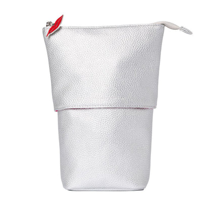 Stand &amp; Store Makeup Brush Case in Silver | Adjustable &amp; Travel-Friendly