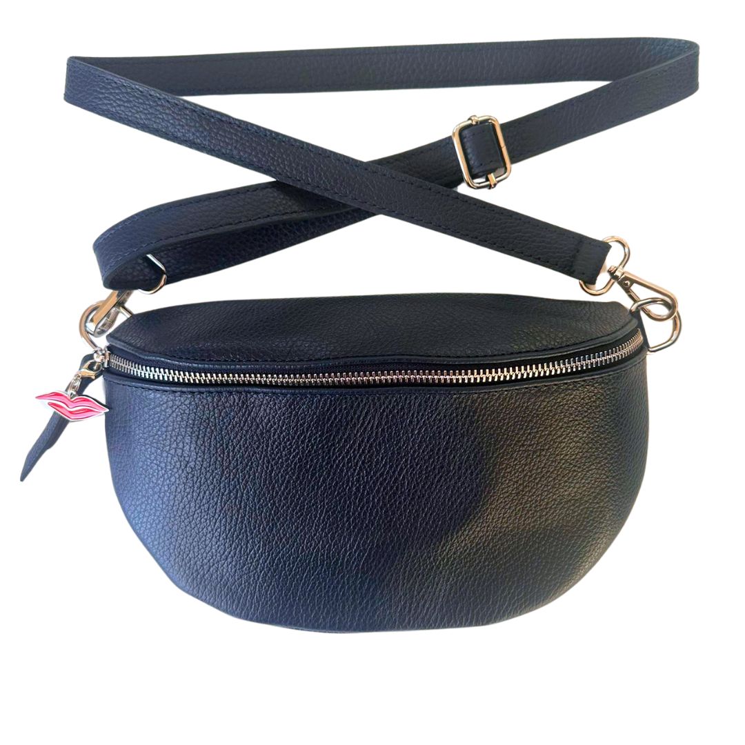 Naples City Bag in Navy - With Leather Strap