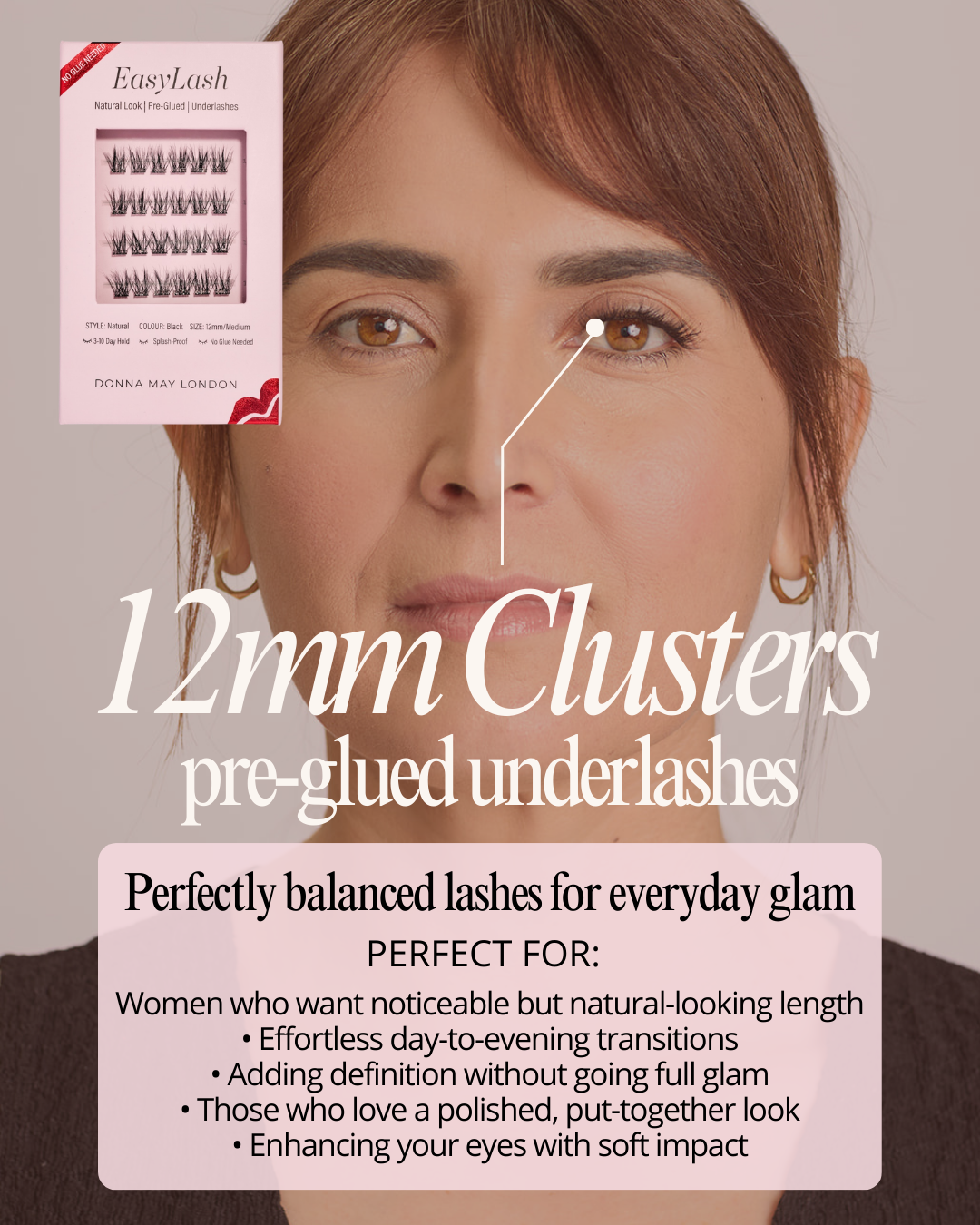 Easylash (12mm)  - Medium Length, Pre-glued, Underlashes - Black