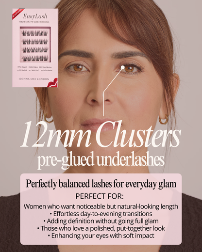 Easylash (12mm)  - Medium Length, Pre-glued, Underlashes - Black