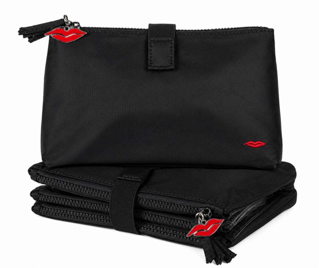 Black Knick-Knack Bag Max – 3 Clear Pocket Beauty Organiser
