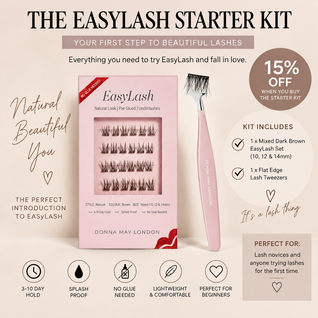 The EasyLash Starter Kit | Brown Pre-Glued Lash Kit for Beginners