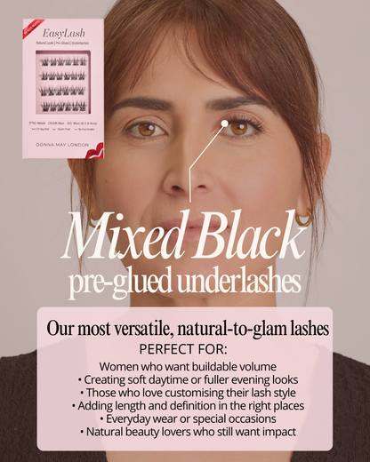 EasyLash Mixed Black. Pre-glued, mixed length, under lashes