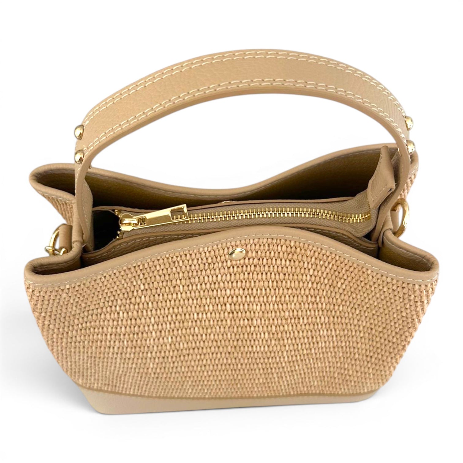 Positano Woven Tote Bag with Natural Leather