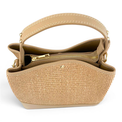 Positano Woven Tote Bag with Natural Leather