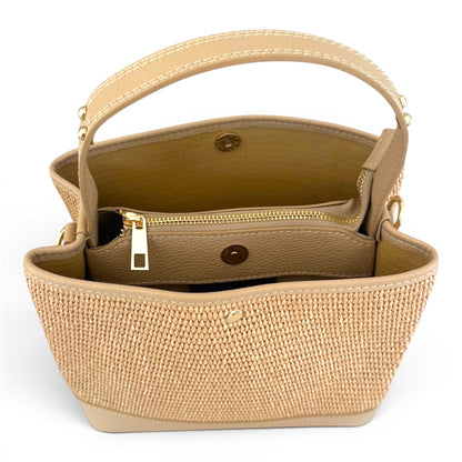 Positano Woven Tote Bag with Natural Leather